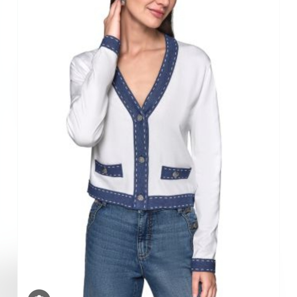 Karl Lagerfield V neck cardigan Nautical Button Size Small